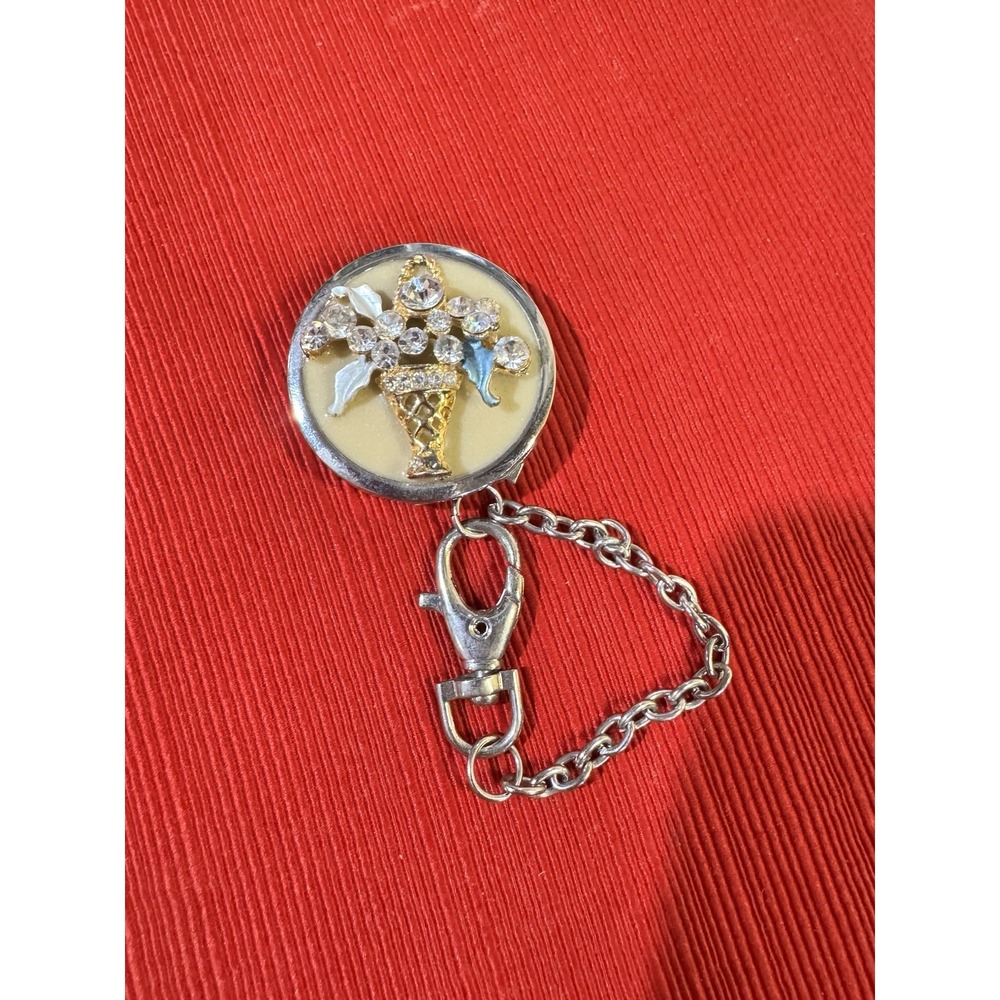 Vintage Handbag Purse Table Hook Rhinestone Flower Basket Beautiful